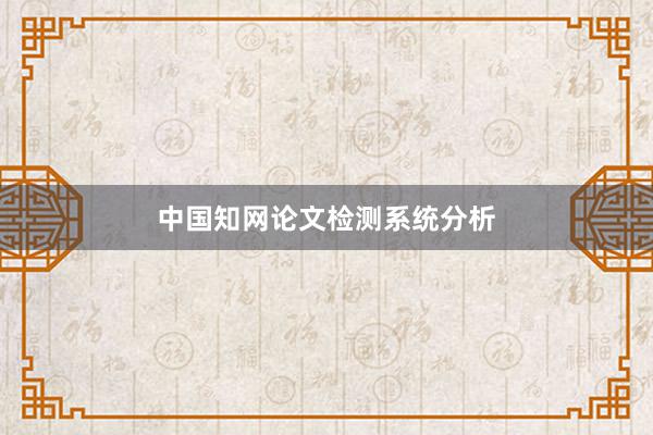 中国知网论文检测系统分析